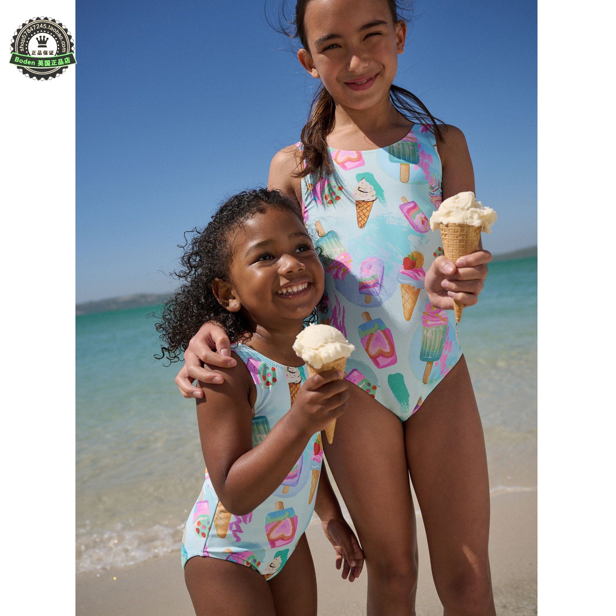 代购NEXT儿童连体泳衣 26夏季女童粉蓝色冰淇淋宝宝泳装 3月-10岁