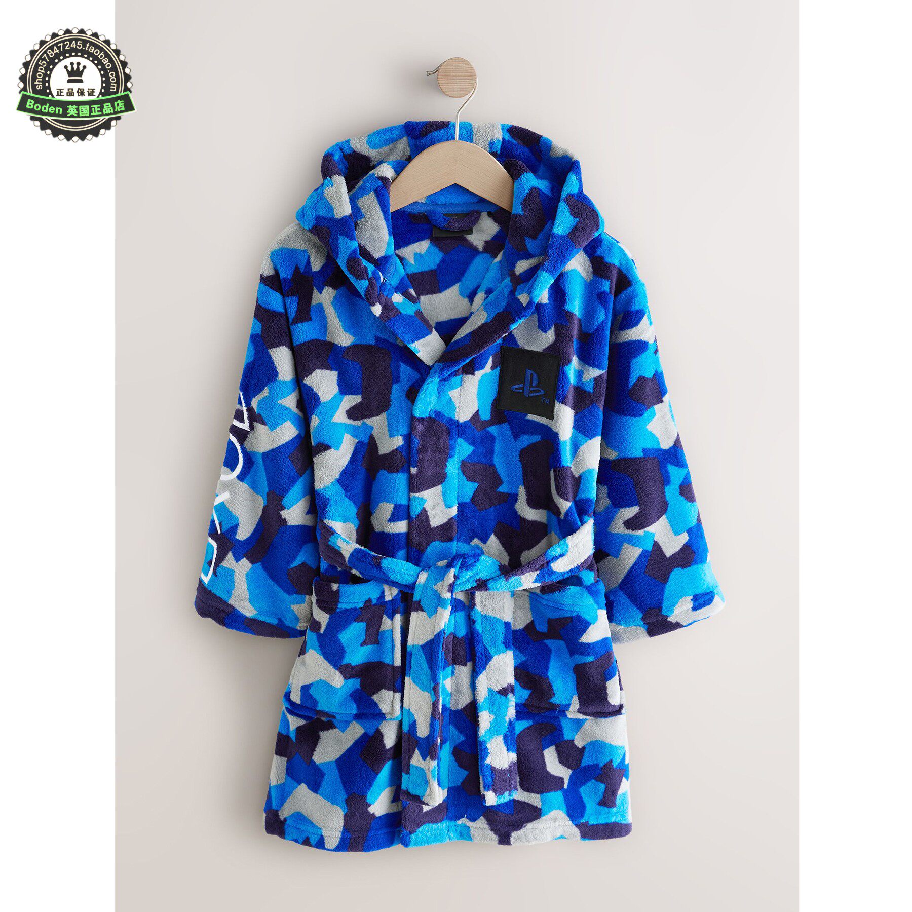 代购 NEXT儿童浴袍 秋季男童Playstation抓绒保暖连帽睡袍 3-16岁