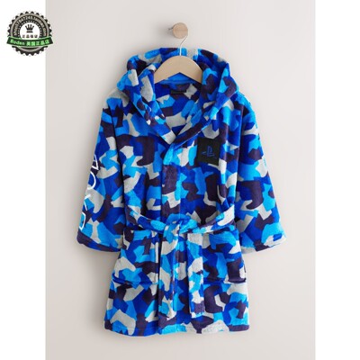 代购 NEXT儿童浴袍 秋季男童Playstation抓绒保暖连帽睡袍 3-16岁