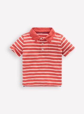 代购MiniBoden儿童短袖Polo衫 26夏季男童橙色条纹纯棉T恤 2-14岁