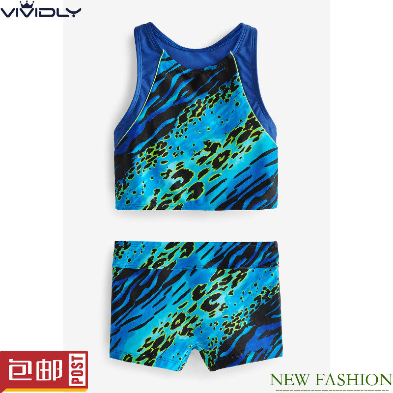 现货速发！英国NEXT童装 夏季女童蓝色比基尼分体 儿童泳衣 13岁