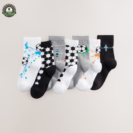 代购NEXT儿童袜子 26春秋季黑灰/白色足球中筒袜 男童运动袜7双装