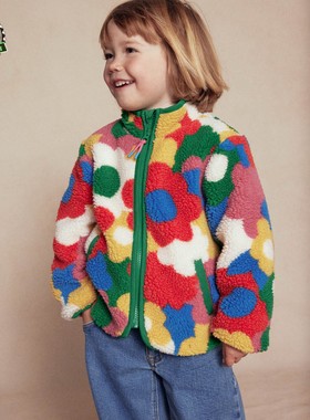 代购 MiniBoden儿童外套 25秋装女童多色花朵抓绒保暖上衣 2-14岁