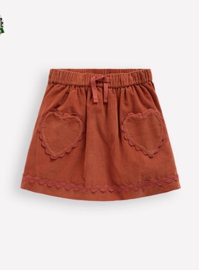 代购 MiniBoden儿童短裙 25秋季女童谷仓红色灯芯绒半身裙 2-12岁