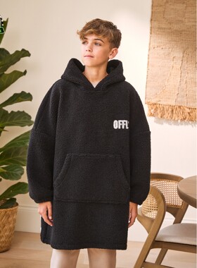 代购NEXT男童睡袍沙滩斗篷 26春秋季黑色抓绒儿童游泳浴袍 5-16岁