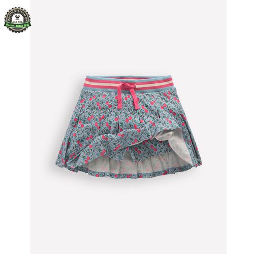 代购 MiniBoden儿童短裙 26春夏季女童蓝色樱桃纯棉百褶裙 2-14岁