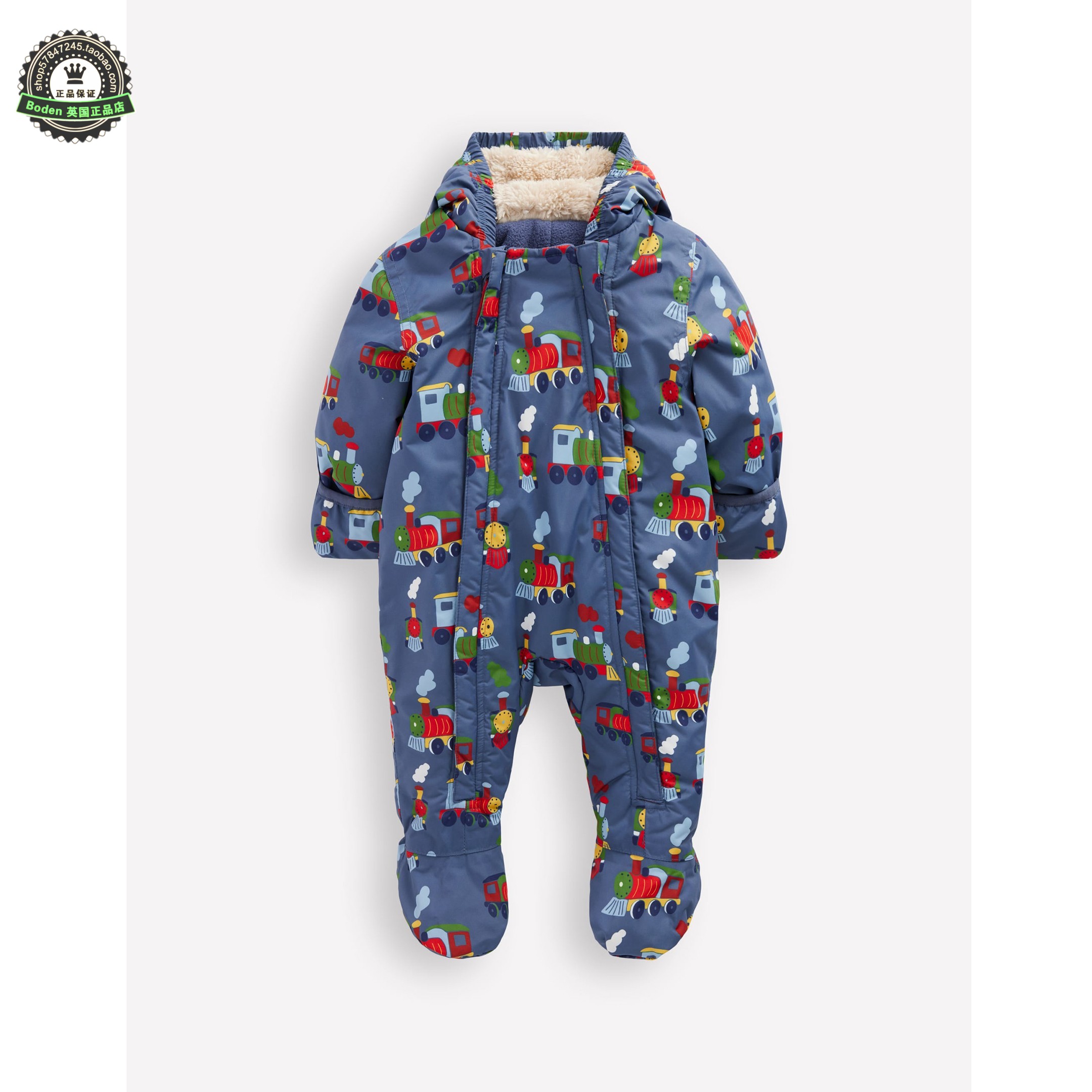 代购MiniBoden男宝宝连体棉服 25冬季婴儿保暖防寒包脚爬服 0-2岁