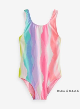 现货英国NEXT儿童连体泳衣 2025夏季女童亮色彩虹温泉泳装 5-13岁