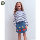 MiniBoden儿童短裙 26春夏季 女童蓝色复古水洗牛仔裙 代购 12岁