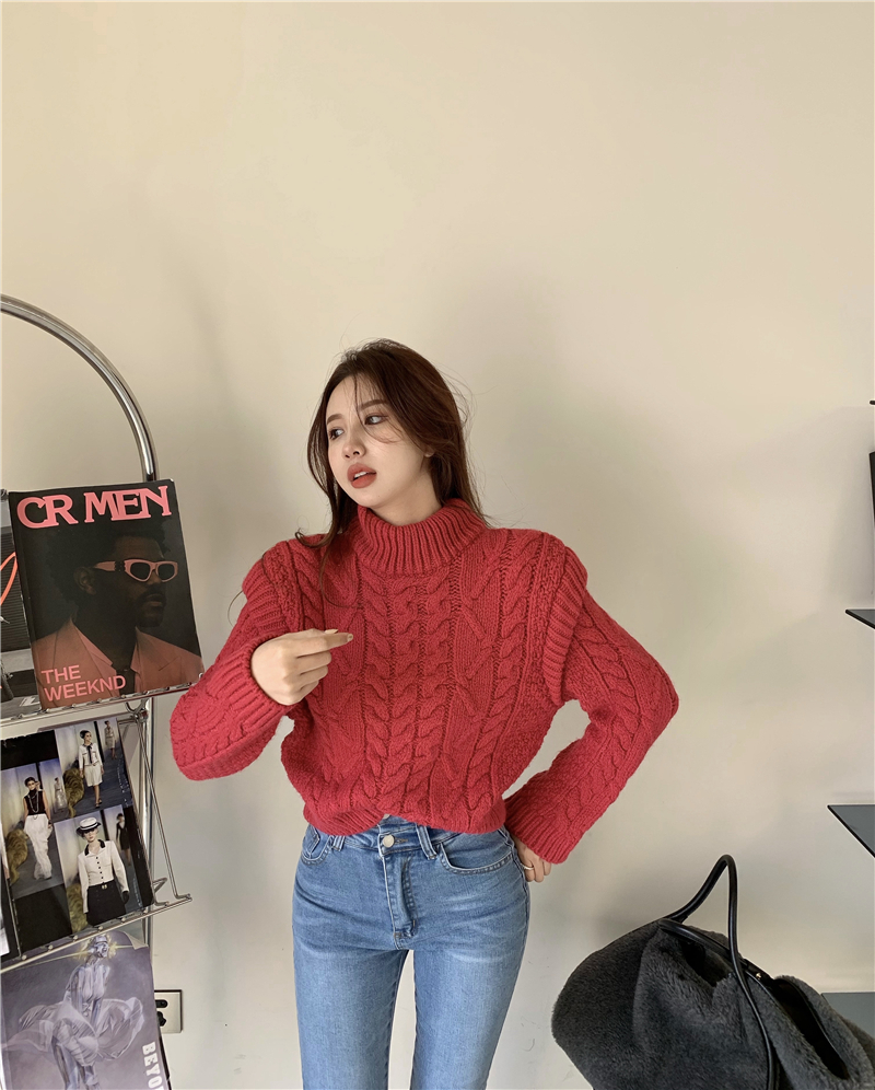Real shot rose red 8-ply knitted sweater and sweater