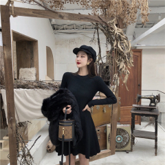 Real photo show thin knitting umbrella skirt dress wool vest suit