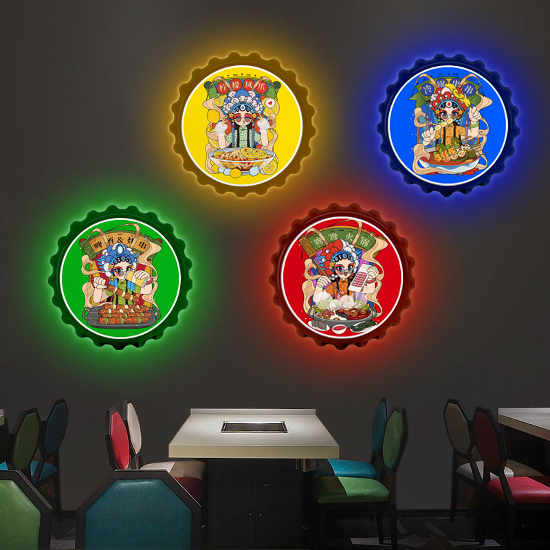 烧烤店墙面装饰画壁画灯国潮酒吧发光氛围画餐厅餐馆灯画饭店灯箱