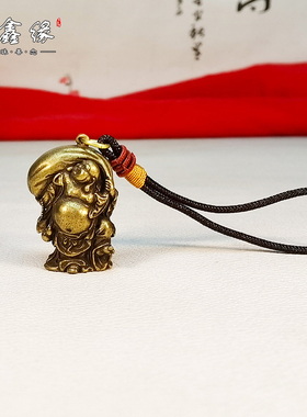 仿古风招财摆件小号钥匙扣布袋佛