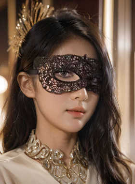 黑色蕾丝面具性感cos成人女半脸眼罩遮脸网纱万圣节化妆舞会镂空