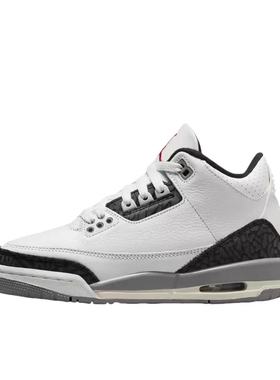 Air Jordan 3皮革DM0967-106防滑耐磨中帮儿童篮球鞋白色河南LL仓
