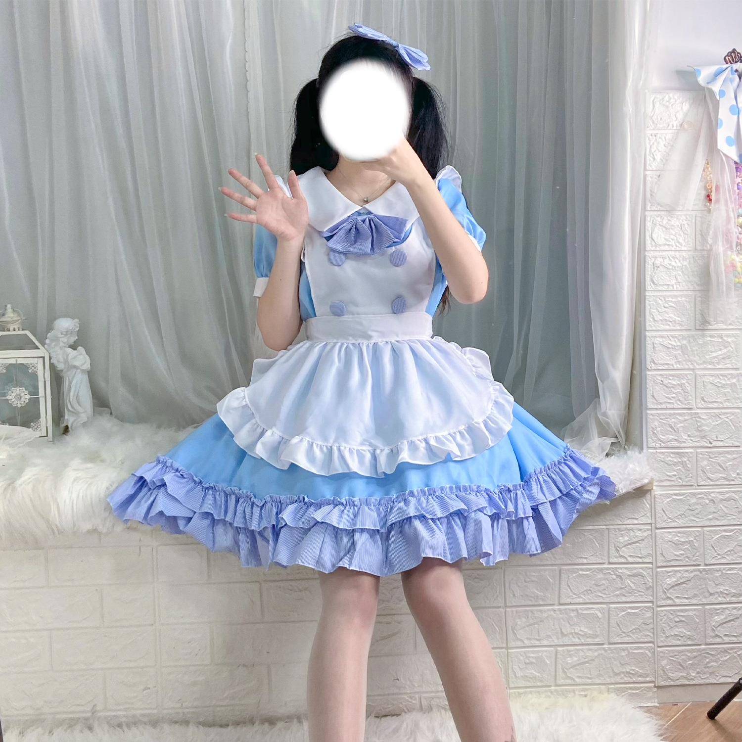 Lolita连衣裙 Cosplay 动漫服装洛丽塔 软妹 日系可爱 蓝白女仆装