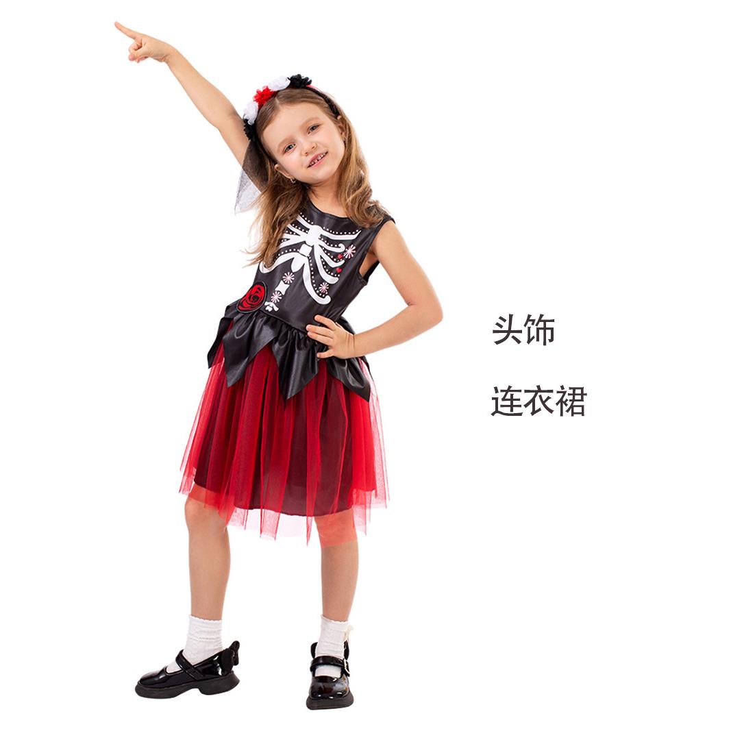 万圣节新款末日亡魂曲角色扮演cos服儿童纱裙节日派对舞台演出服