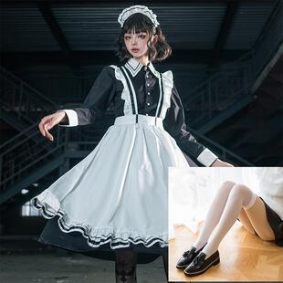 女仆装长裙Lolita长袖cos服赛博女仆长款万圣节服装欧美女佣制服