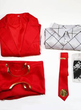 至高之牌HIGH CARD克里斯cos服装万圣节新款cosplay 红色西装校服