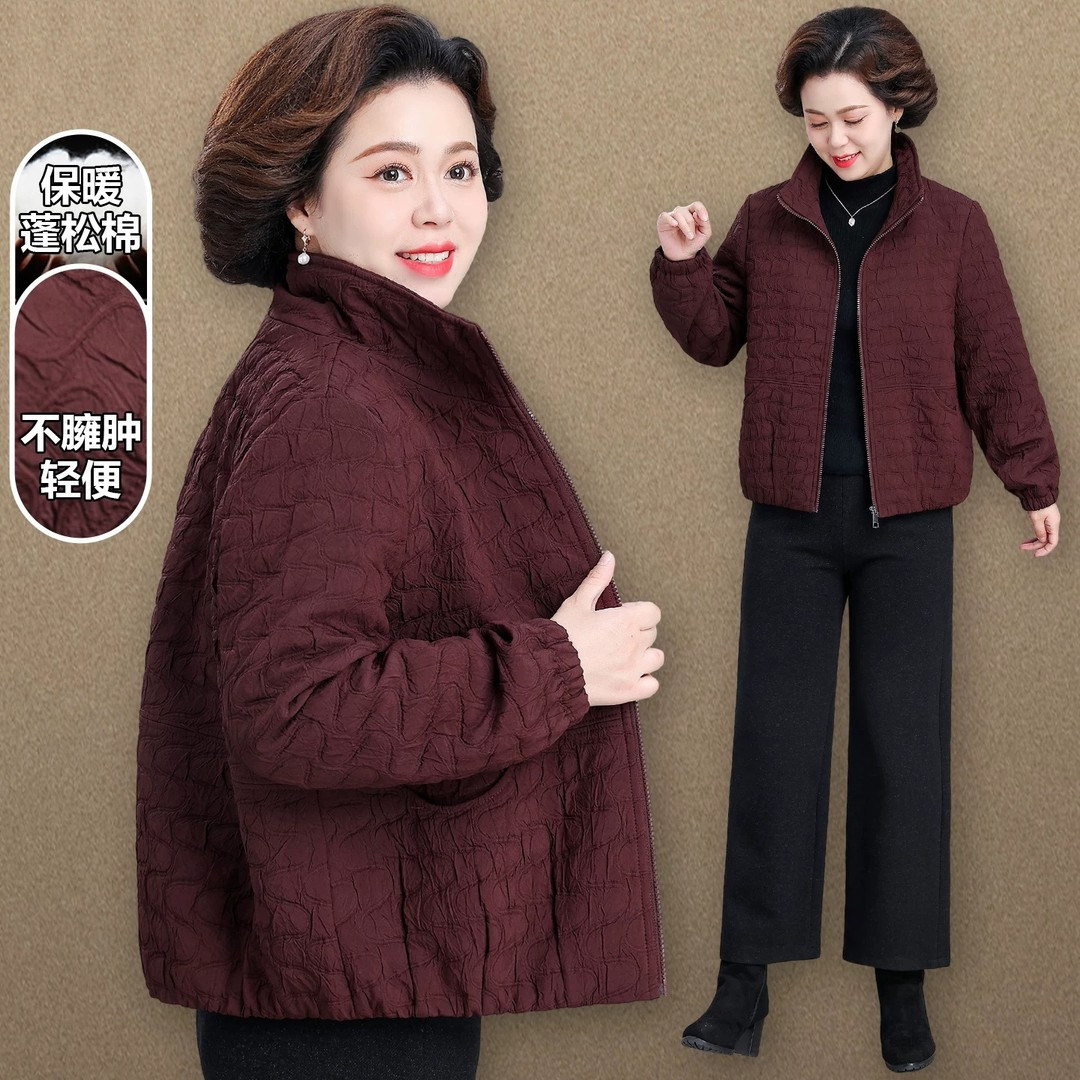 中年妈妈装秋上衣今年流行显年轻棉服中老年女装秋冬轻薄夹棉外套