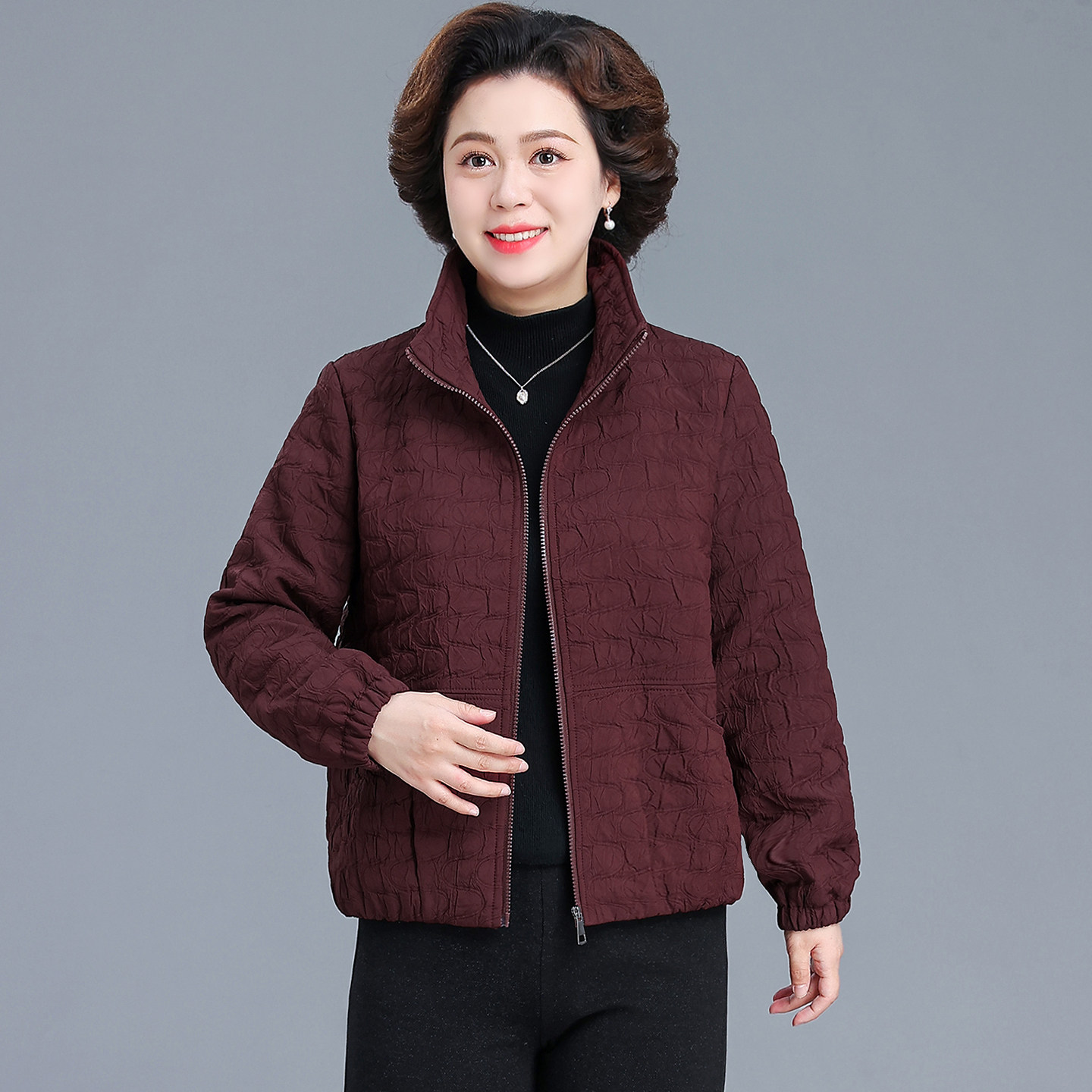 中老年女装春秋夹克气质