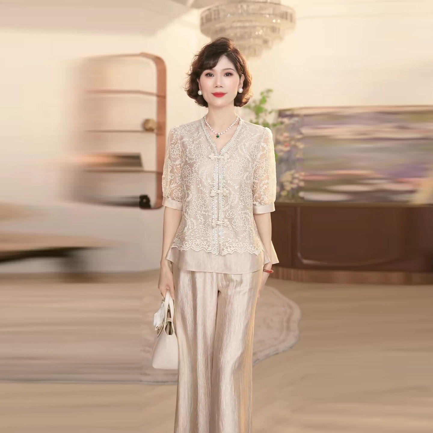中老年妈妈春夏装时尚套装2026新款洋气优雅百搭女装两件套上衣服