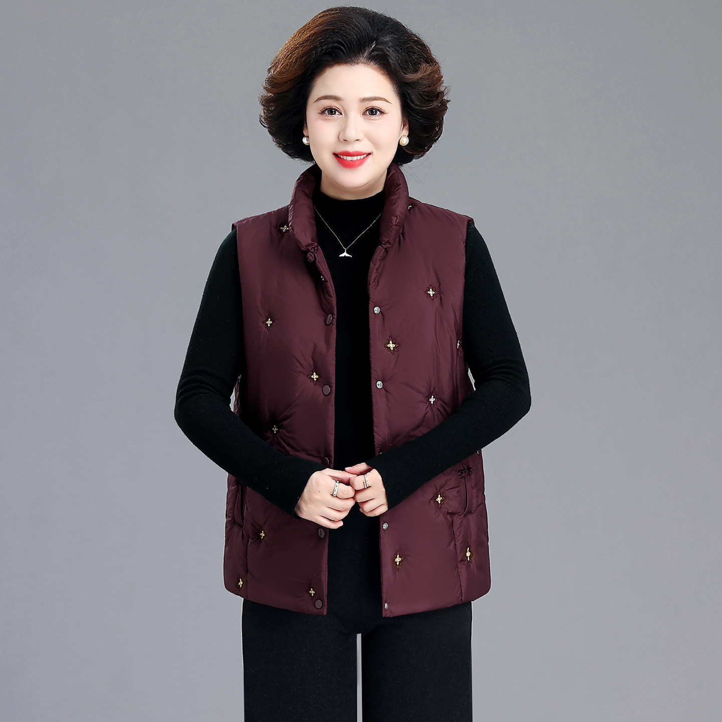 女秋冬中老年外穿保暖背心外套