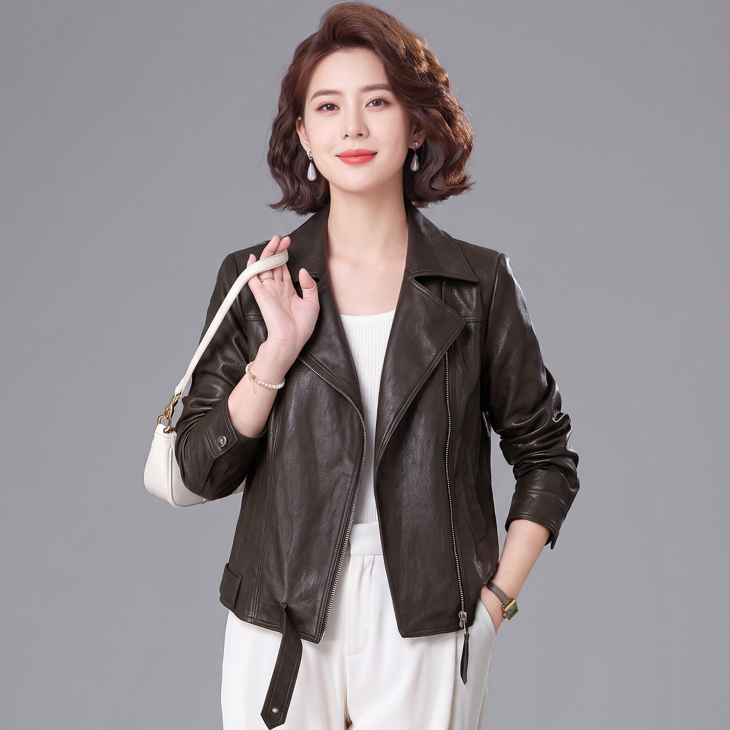 港风复古女士皮衣短款2026秋季新