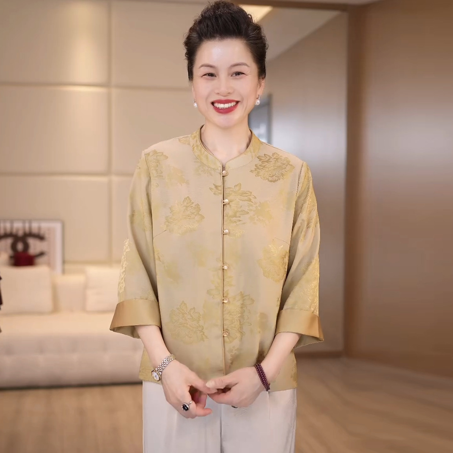 中年女装宽松两件套显瘦上衣裤子