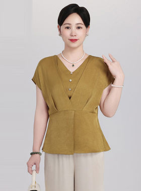 小衫套装中老年女装显瘦短袖上衣
