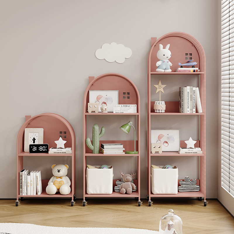 儿童铁艺书架可移动床头柜多层