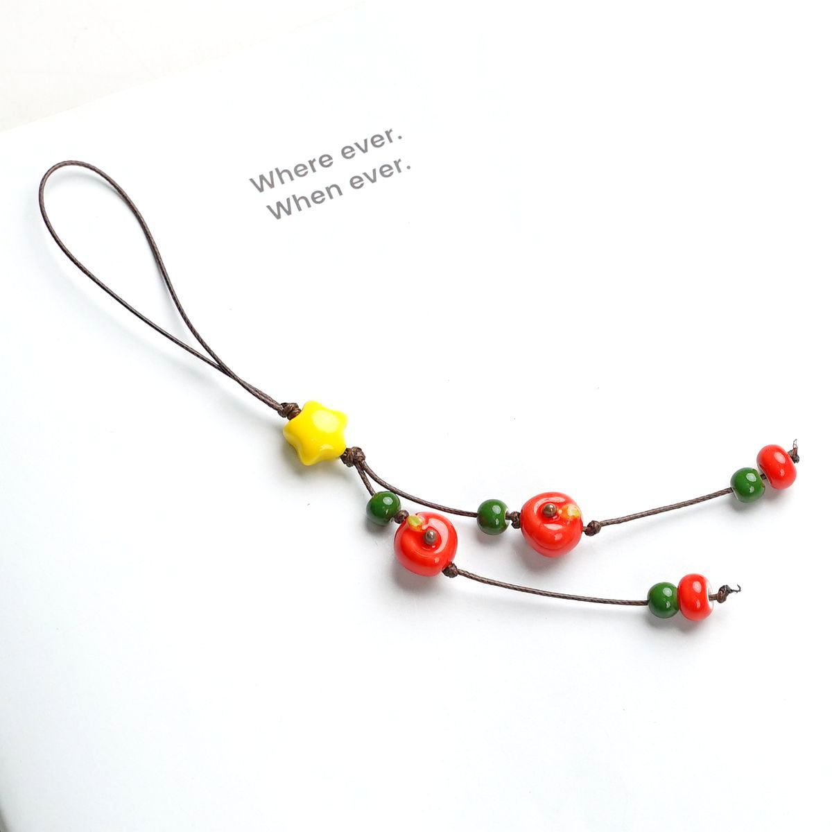 清新苹果圣诞吉祥编织手机小挂件饰品 如意生花包挂钥匙扣u盘防丢