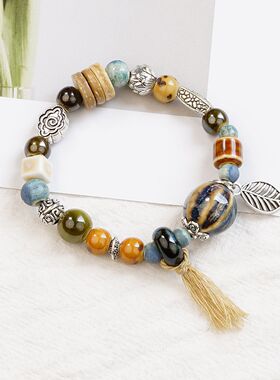 文艺美拉德色系景德镇陶瓷手串女礼物学生国风创意民族风简约手链