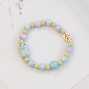 景德鎮(zhèn)新款 多巴胺彩色陶瓷手鏈男女學(xué)生禮物陶瓷飾品手串飾品