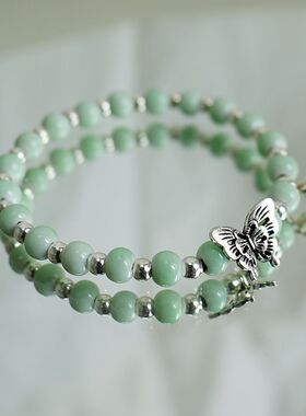 秋冬新款文艺国风景德镇陶瓷手串新中式蝴蝶瓷珠手链气质小众百搭