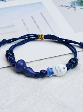 景德镇陶瓷手串重工编制星星小清新甜美手链女情侣学生闺蜜编织手