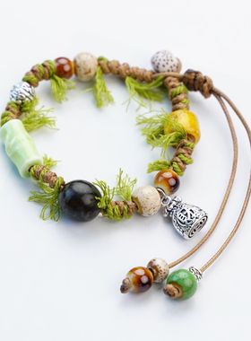 景德镇陶瓷手串重工编制苹果小清新甜美手链女情侣学生闺蜜编织手