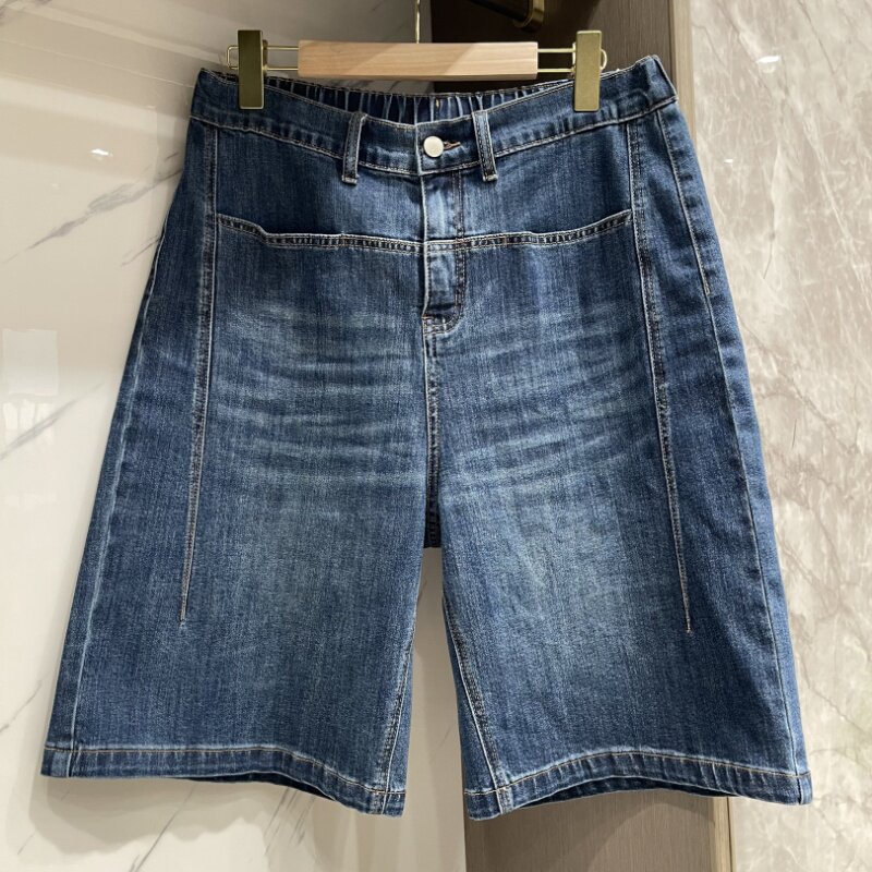 PWD32964【现货仅裤子】夏季显瘦A字阔腿五分牛仔中裤【裤长56】