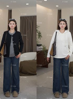 【仅牛仔裤】PMM82164新款韩版百搭显高显瘦直筒休闲大码女装牛仔