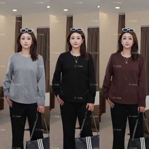 【上新】秋款上衣PDM22549秋季新款遮肉褶皱设计感大码女装上衣