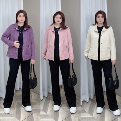 PWD32695【仅外套】2025年春大码高级感休闲外套【衣长70】