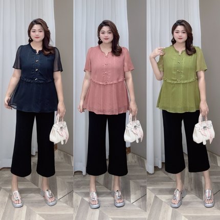 PWD33052【现货仅上衣】中式复古韵味收腰显瘦宽松上衣【衣长72】
