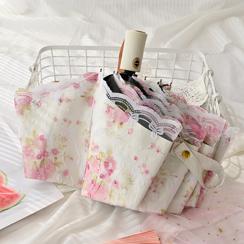 蕾丝花边遮阳伞防紫外线女神高档双层防晒太阳伞晴雨两用全自动伞