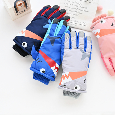 儿童鲨鱼手套冬季滑雪防水保暖女