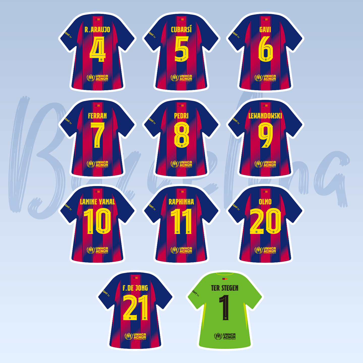 巴萨梅西亚马尔内马尔球衣贴纸