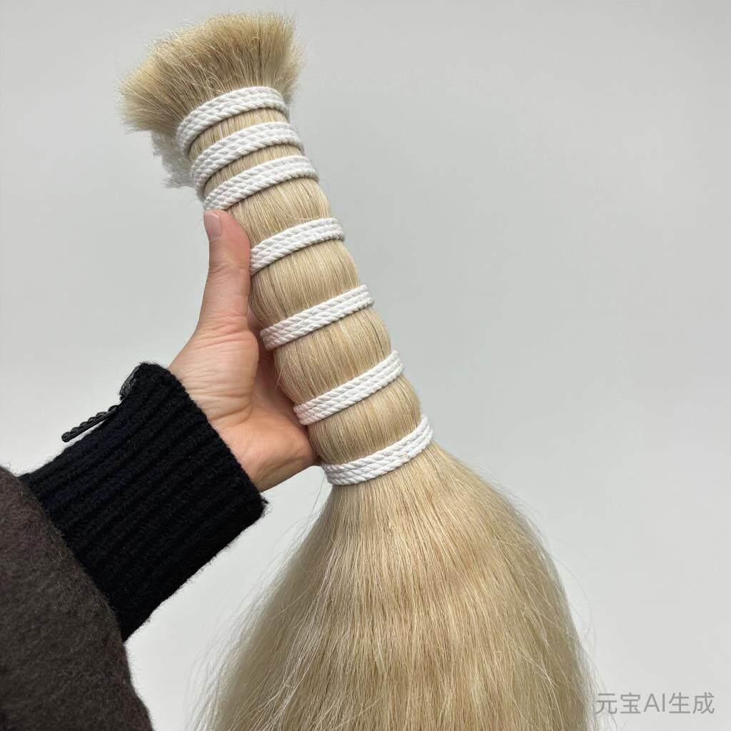 优质米白色马尾 60厘米长 自然米白色 做工艺品首选
