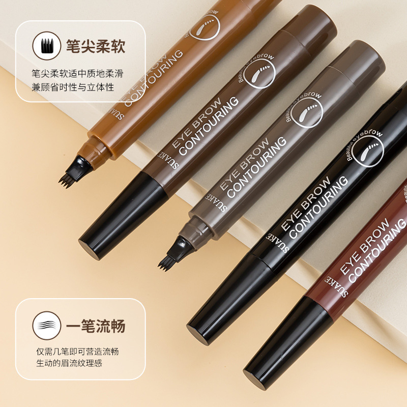Eyebrow Pencil Waterproof Long Lasting Quad Liquid