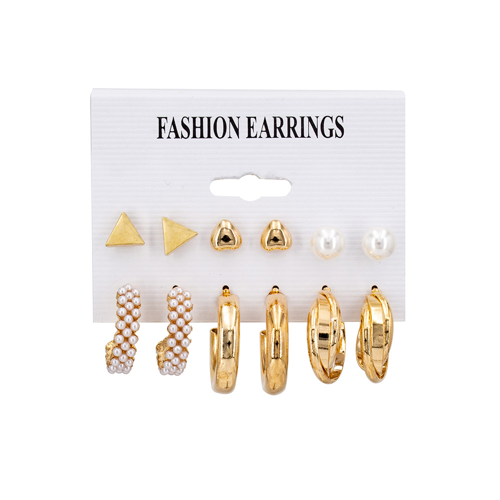 Hoop Earrings Set  for Women Metal Gold Stud Earring Jewelry