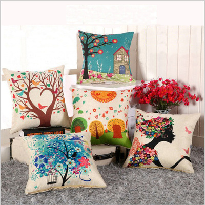 Printed linen pillow headboard cushion sofa pillow