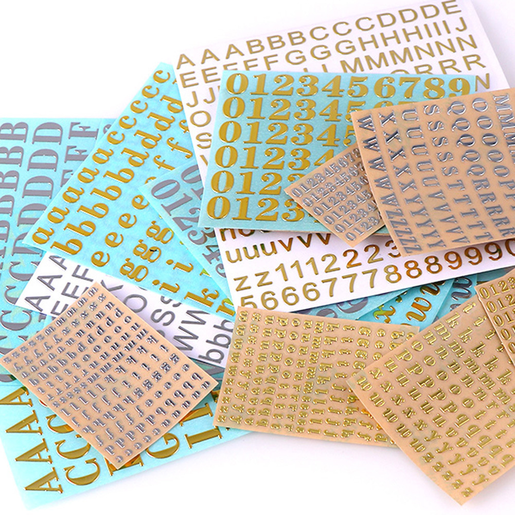 26 Alphabet Stickers Numbers Metal Stickers Nail Art Sticker